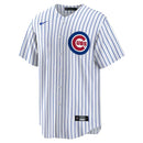 Camisa MLB Chicago Cubs Nike Home Torcedor Masculina Listrada Branca