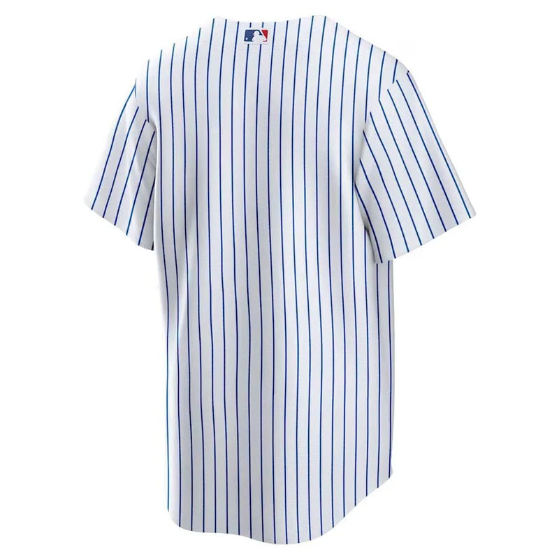 Camisa MLB Chicago Cubs Nike Home Torcedor Masculina Listrada Branca