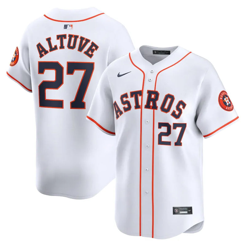 Camisa MLB Houston Astros Nike Jose Altuve 27 White Home Torcedor Masculina Branca