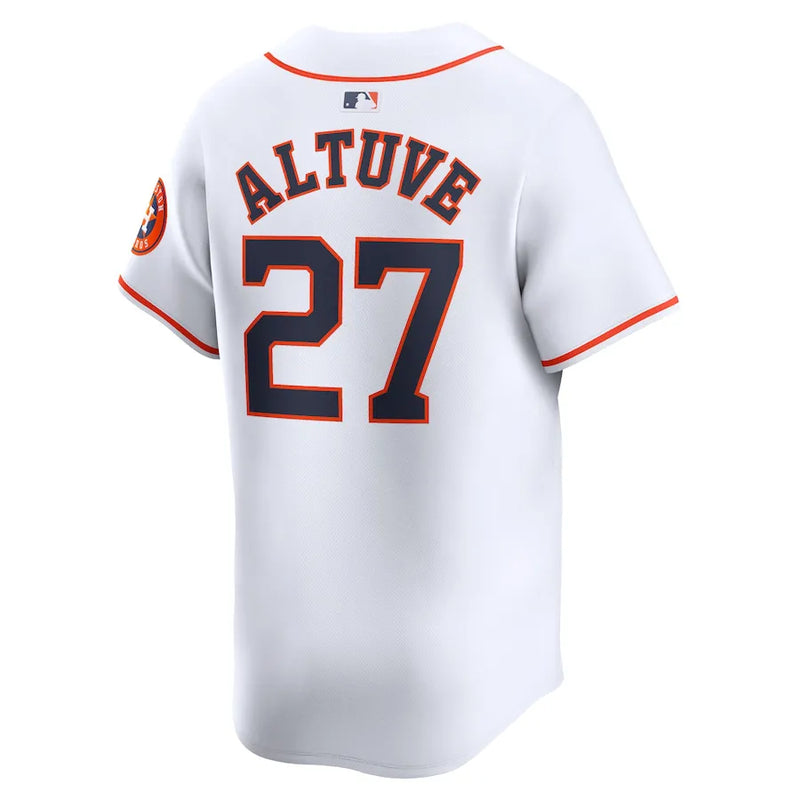 Camisa MLB Houston Astros Nike Jose Altuve 27 White Home Torcedor Masculina Branca