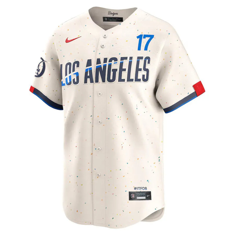 Camisa MLB Los Angeles Dodgers City Connect Nike Torcedor Masculina Bege Shohei Ohtani 17