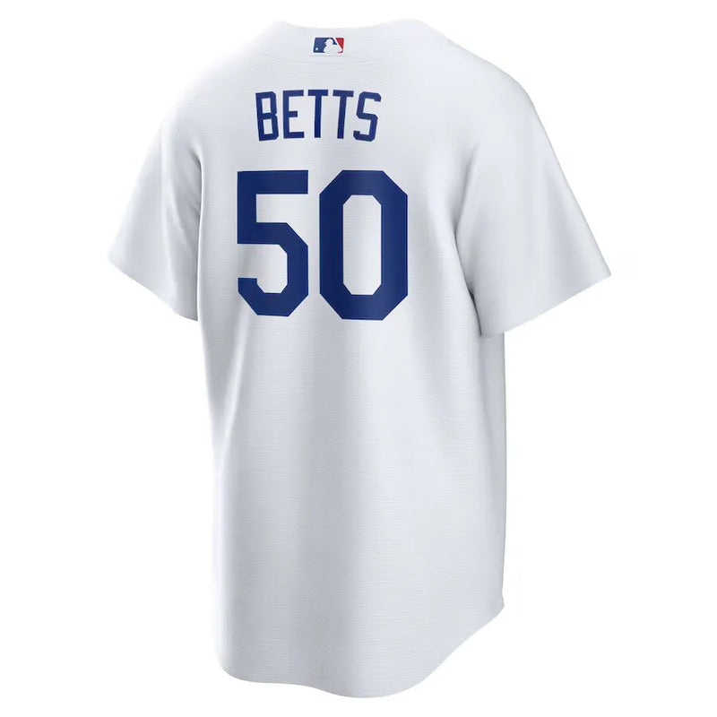 Camisa MLB Los Angeles Dodgers I Nike Torcedor Masculina Branca Mookie Betts 50