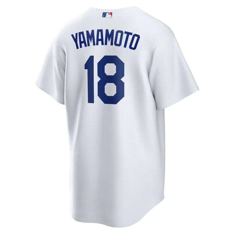 Camisa MLB Los Angeles Dodgers I Nike Torcedor Masculina Branca Yoshinobu Yamamoto 18