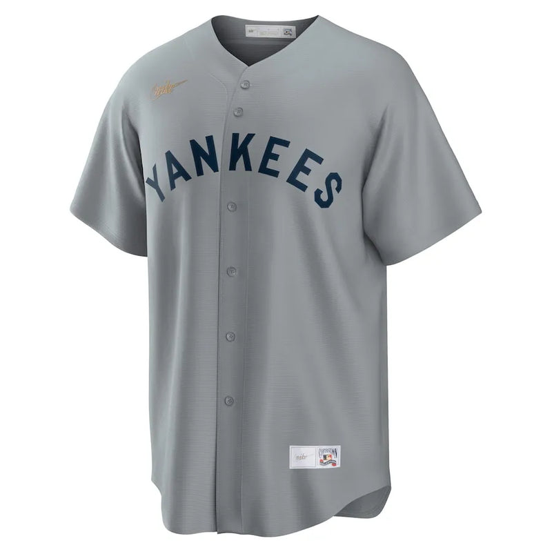 Camisa MLB New York Yankees Nike Away Cooperstown Collection Torcedor Masculina Cinza Babe Ruth 3