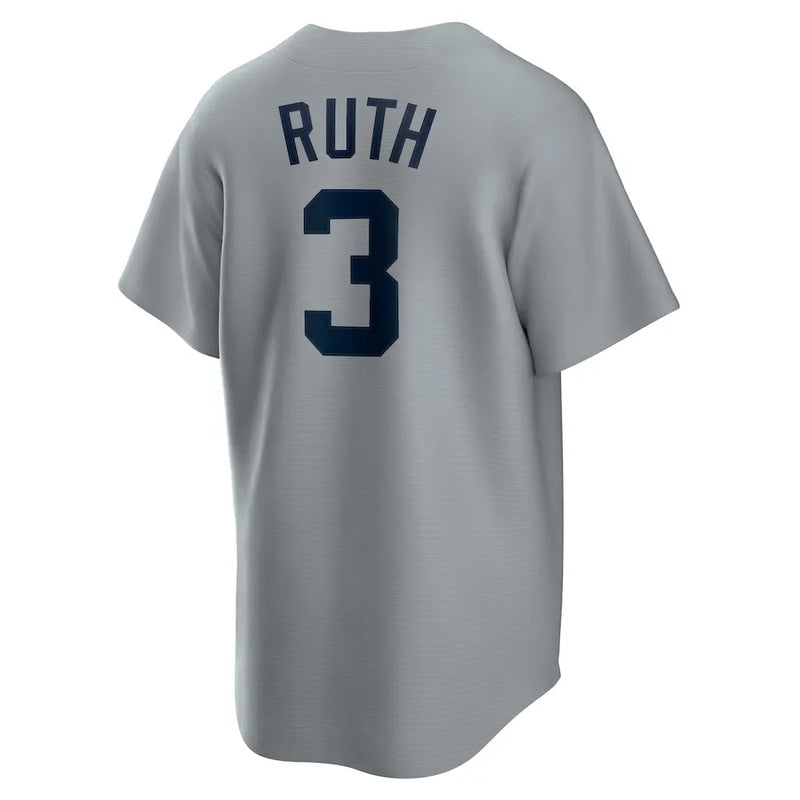 Camisa MLB New York Yankees Nike Away Cooperstown Collection Torcedor Masculina Cinza Babe Ruth 3