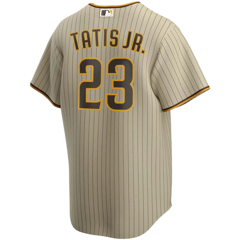 Camisa MLB San Diego Padres Nike Road Torcedor Masculina Listrada Listrada Marrom Tatis Jr. 23
