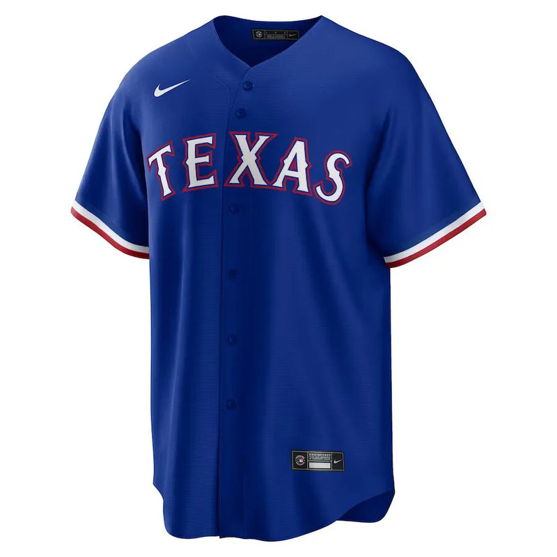 Camisa MLB Texas Rangers II Nike Torcedor Masculina Azul Jacob deGrom 48