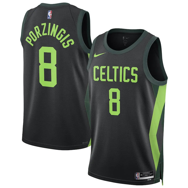 Regata NBA Boston Celtics 24/25 Nike City Edition Swingman Jersey Kristaps Porzingis 8 Preta