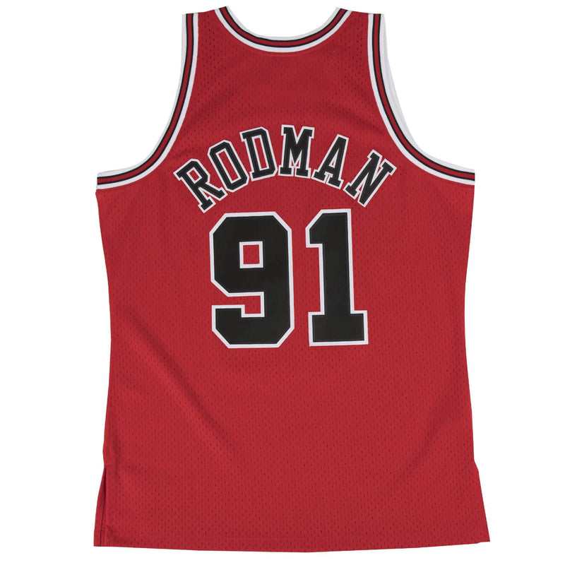 Regata NBA Chicago Bulls 1997/98 Mitchell & Ness Hardwood Classics Swingman Vermelha Dennis Rodman 91