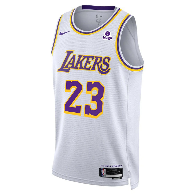 Regata NBA Los Angeles Lakers Nike Association Edition Swingman Jersey LeBron James 23 Branca