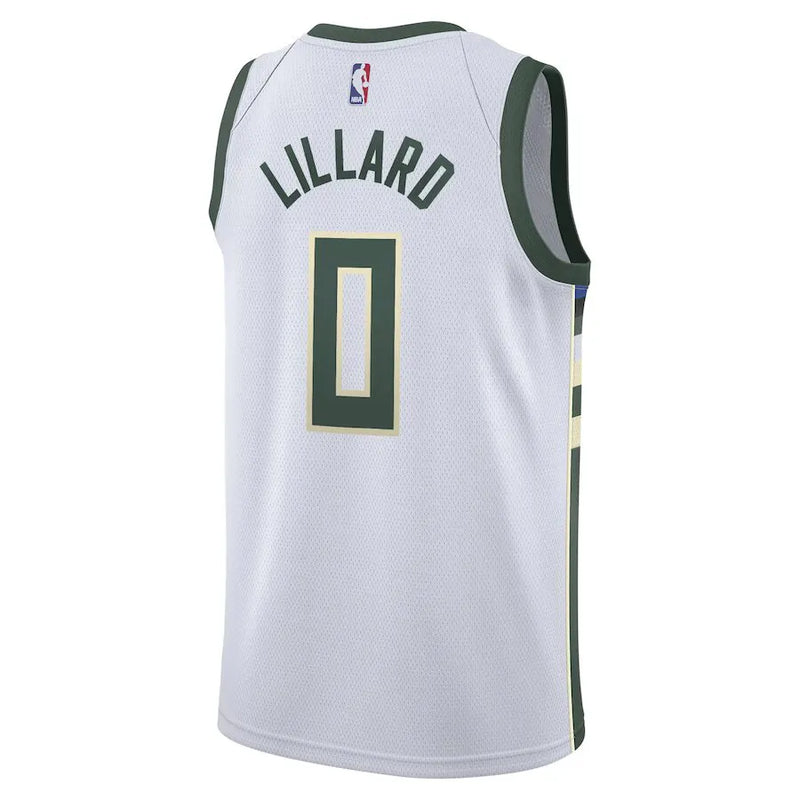 Regata NBA Milwaukee Bucks Nike Association Edition Swingman Jersey Branca Damian Lillard 0