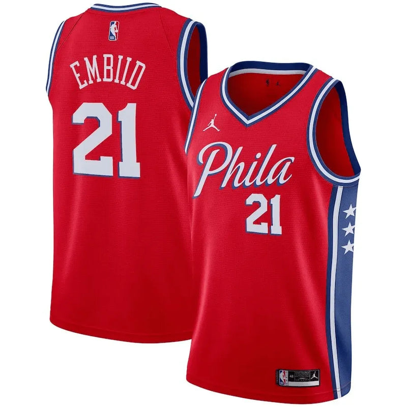 Regata NBA Philadelphia 76ers Jordan Statement Edition Swingman Jersey Vermelha Joel Embiid 21