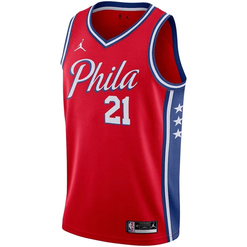 Regata NBA Philadelphia 76ers Jordan Statement Edition Swingman Jersey Vermelha Joel Embiid 21