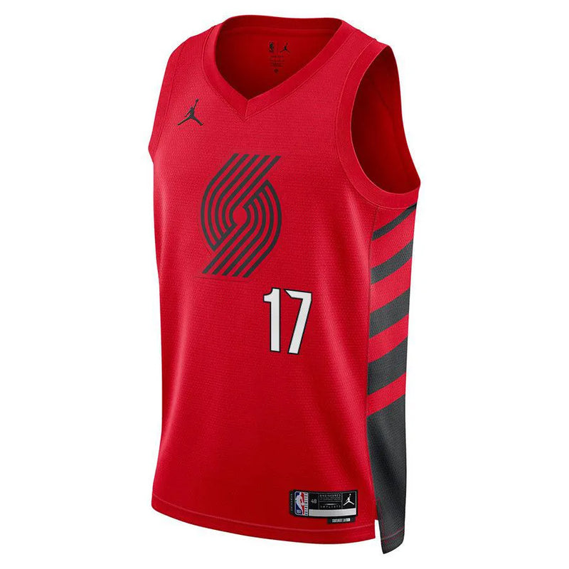 Regata NBA Portland Trail Balzers Jordan Statement Edition Swingman Jersey Vermelha Sharpe 17