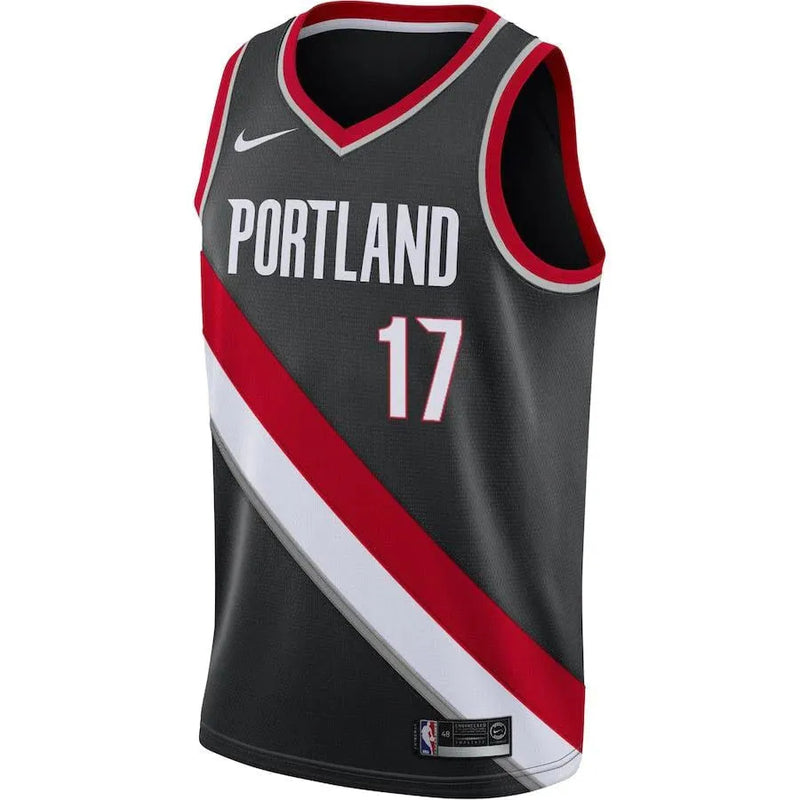 Regata NBA Portland Trail Balzers Nike Icon Edition Swingman Jersey Preta Sharpe 17