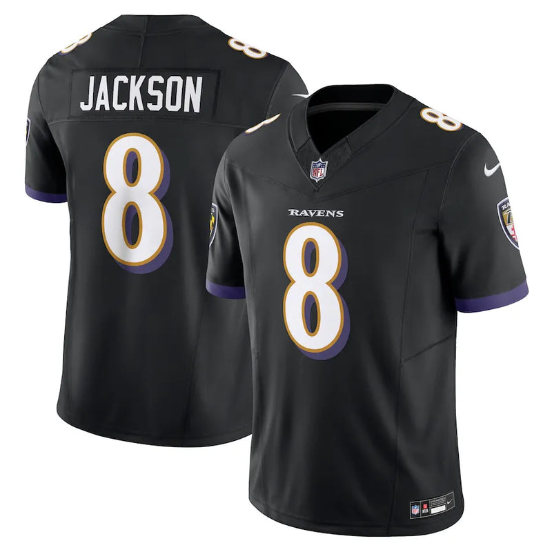 Camisa NFL Baltimore Ravens Black Lamar Jackson 8 Nike Limited Jersey Preta