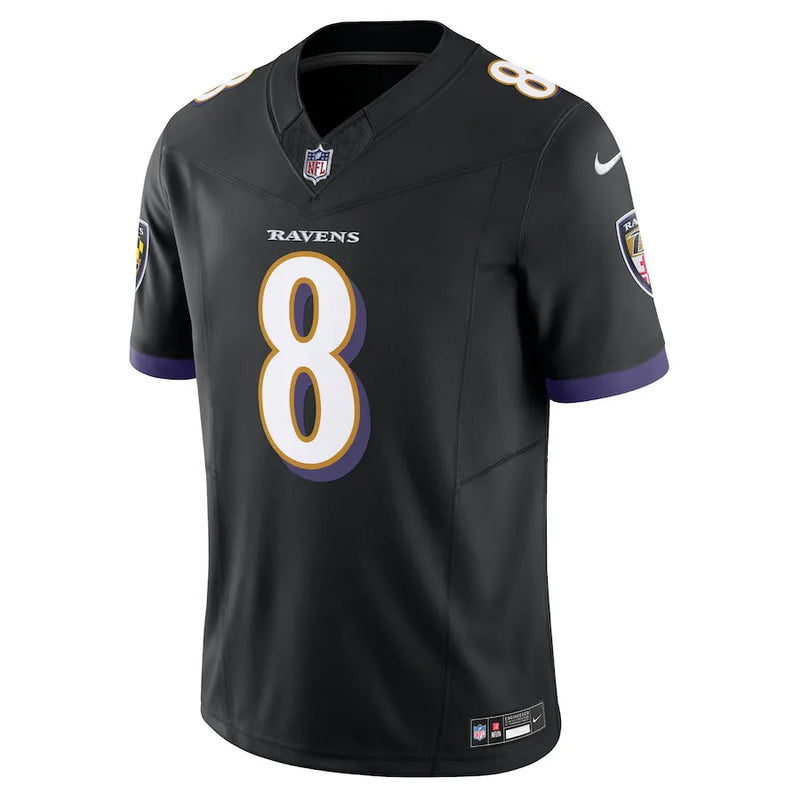 Camisa NFL Baltimore Ravens Black Lamar Jackson 8 Nike Limited Jersey Preta