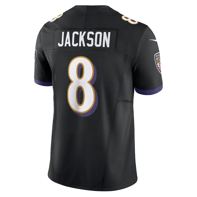 Camisa NFL Baltimore Ravens Black Lamar Jackson 8 Nike Limited Jersey Preta