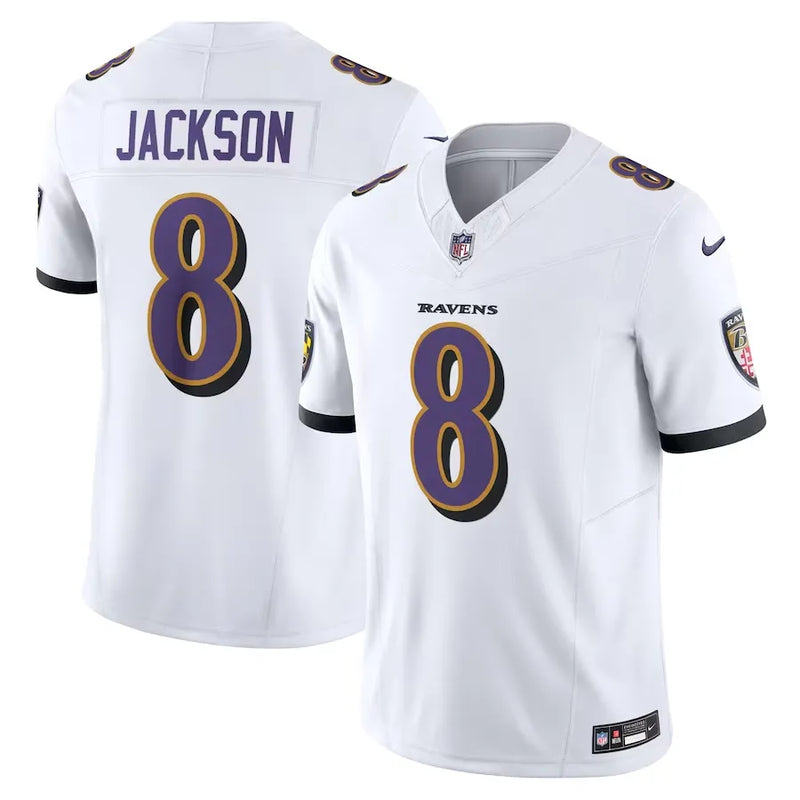 Camisa NFL Baltimore Ravens Lamar Jackson 8 Nike Limited Jersey Branca