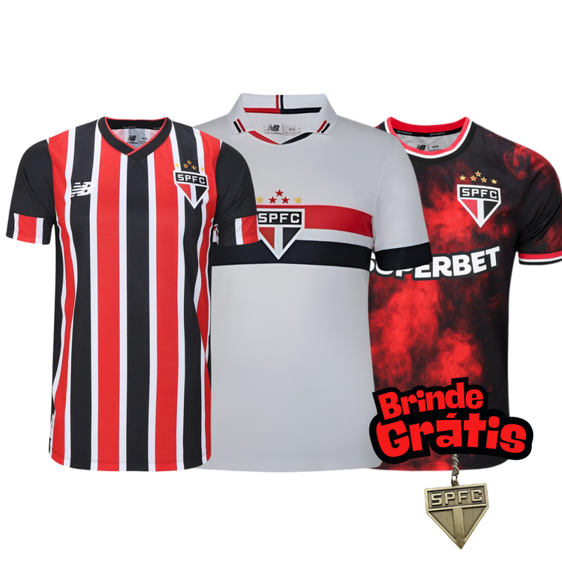 Kit São Paulo I, II, III 24/25 S/ Patrocínio + Brinde - Versão -  Kit Torcedor