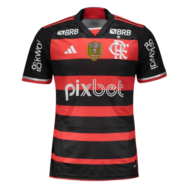 Camisa Flamengo I 24/25 + Patrocínios + Patch Campeão 2024 - Versão - Torcedor